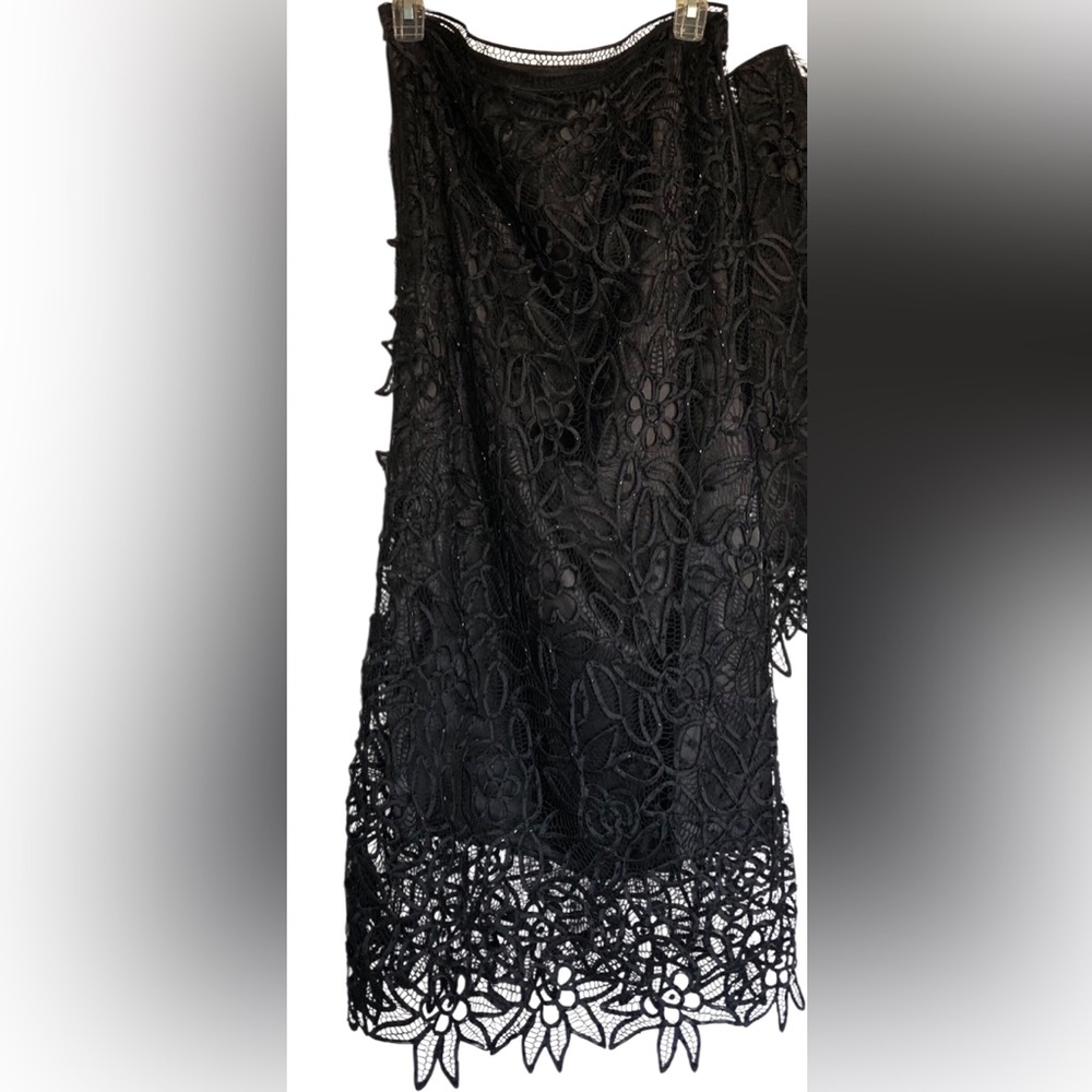 Silken Poetry Size Large Stylish Black 100% SILK Formal Lace Skirt and Top Set. - Picture 4 of 11